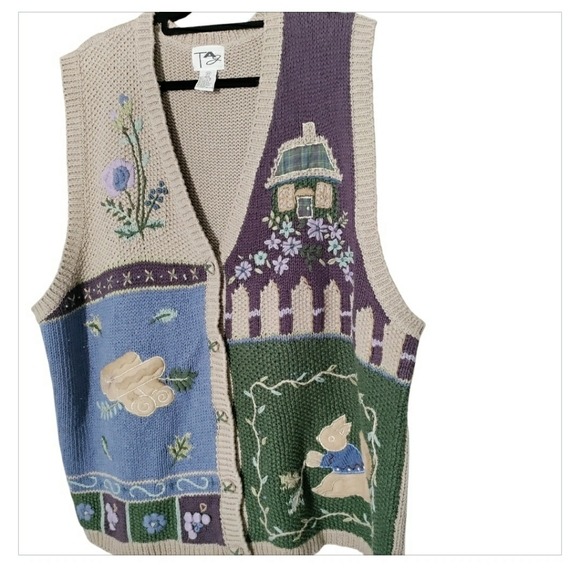 Tag Sweaters - Vintage Tag Teddi Embroidered Squirrel Sweater Vest